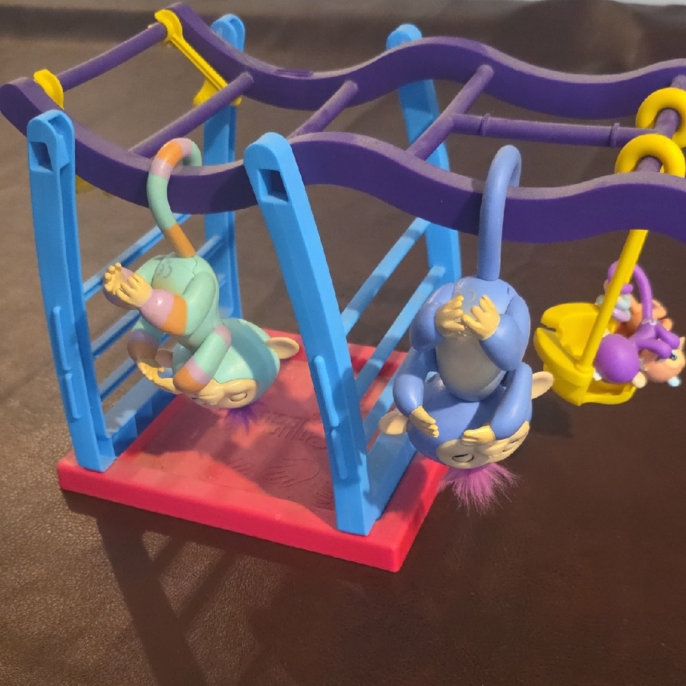 Playset Monkey Swing Tower - Blue & Purple Interactive Kids Figurine Set